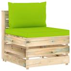 vidaXL Middenbank sectioneel met kussens groen geïmpregneerd, Tuin en Terras, Verzenden, Nieuw, Hout