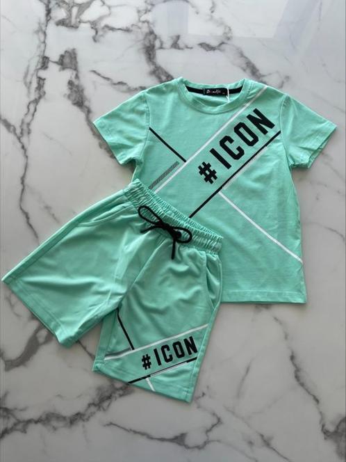 Jongens 2 delig sportief setje Mint groen Icon, Kinderen en Baby's, Kinderkleding | Kinder-kledingpakketten, Nieuw, Overige maten