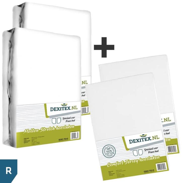 Textielpakket Frans bed - 2 moltons en 2 hoeslakens - rechts, Huis en Inrichting, Slaapkamer | Beddengoed, Hoeslaken of Sloop