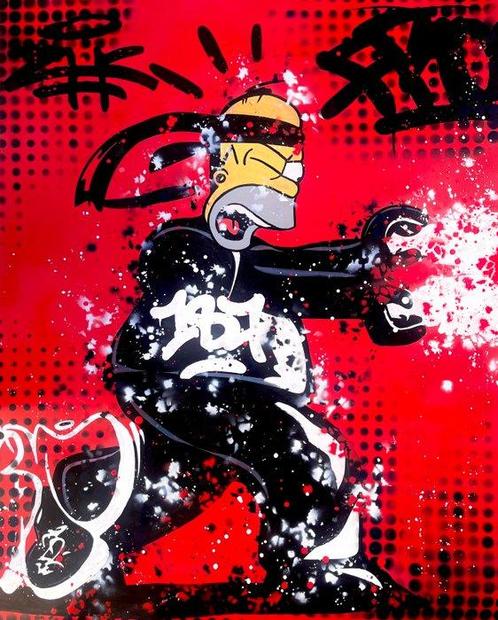 Moabit - Homer Simpson X DOH-MEHAMEHA! //Diptych// Red XL, Antiek en Kunst, Kunst | Schilderijen | Modern