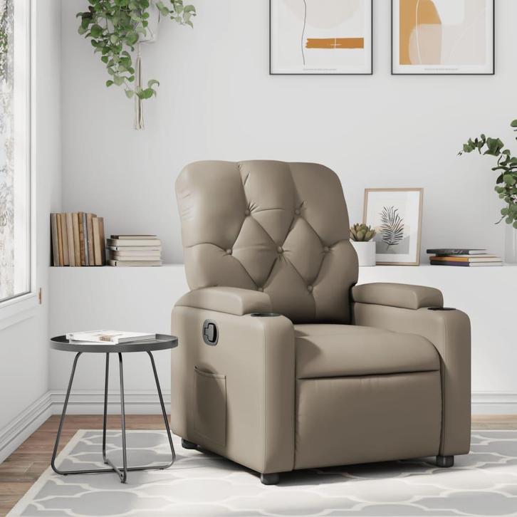vidaXL Fauteuil verstelbaar kunstleer cappuccinokleurig, Huis en Inrichting, Fauteuils, Nieuw, Verzenden