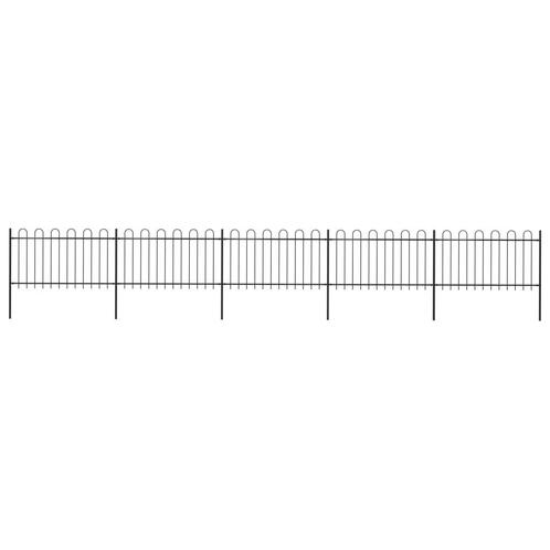 vidaXL Tuinhek met ronde bovenkant 8,5x1 m staal zwart, Tuin en Terras, Schuttingen, Nieuw, IJzer, Minder dan 1 meter, Verzenden