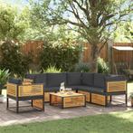 vidaXL 7-delige Tuinbankstel met kussens massief acaciahout, Verzenden, Nieuw, Hout