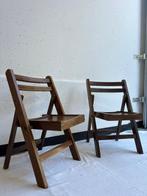 Stoel (2) - Set van 2 Donkerhouten Miniatuur Klapstoelen -