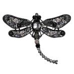 Fako Bijoux - Broche - Libelle - XXL - 67x94mm - Grijs/Zwart, Sieraden, Tassen en Uiterlijk, Broches, Verzenden, Nieuw