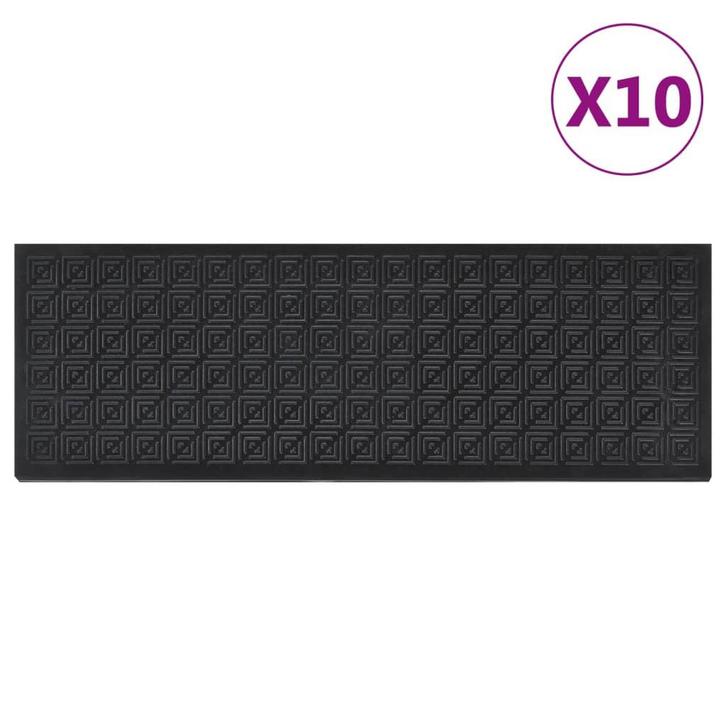 vidaXL Trapmatten 10 st 25x75 cm rubber, Doe-het-zelf en Verbouw, Ladders en Trappen, Nieuw, Verzenden
