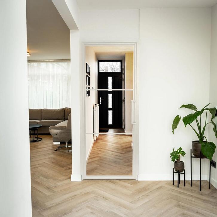 Stalen Binnendeur - Wit - 3 Vlaks - Helder glas, Doe-het-zelf en Verbouw, Deuren en Horren, Nieuw, Metaal, Binnendeur, 200 tot 215 cm