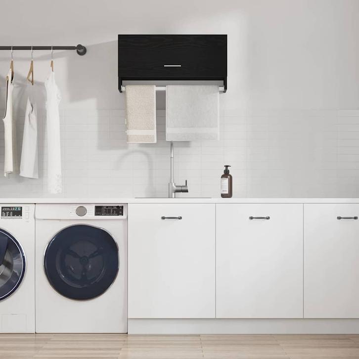 vidaXL Kledingkast met lade Zwart Eiken 70 x 32,5 x 35 cm, Huis en Inrichting, Kasten | Kledingkasten, Nieuw, Verzenden