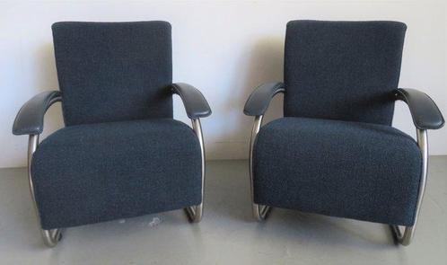 Fauteuil (2) - Leder, Metaal, Antiek en Kunst, Antiek | Meubels | Stoelen en Banken