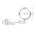 Make up spiegel - scheerspiegel - met LED - 20 cm - chroom, Antiek en Kunst, Ophalen of Verzenden