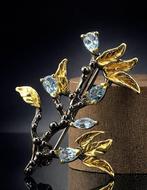 Topaas - Zilver - Broche - Botanische elegantie