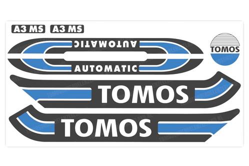 Tomos Stickerset mat standaard automatic zwart / lichtbla..., Fietsen en Brommers, Brommeronderdelen | Algemeen, Nieuw, Ophalen of Verzenden