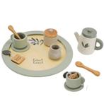 Houten theeservies in olijfgroene kleur voor uren speelpl..., Kinderen en Baby's, Ophalen of Verzenden, Nieuw