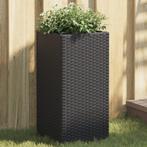 vidaXL Plantenbakken 2 st 30x30x60 cm poly rattan zwart, Verzenden, Nieuw, Kunststof