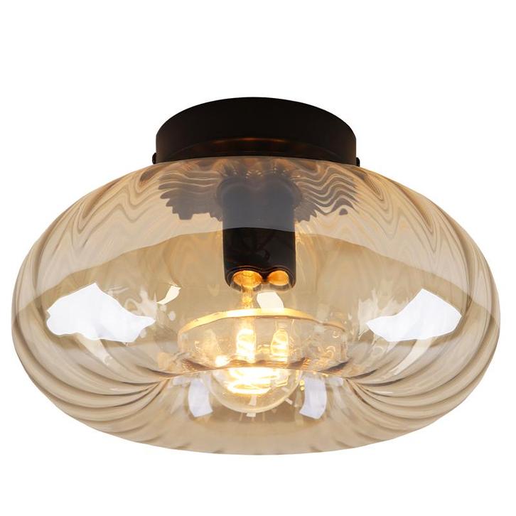 Retro plafondlamp amber, Diane, Huis en Inrichting, Lampen | Plafondlampen, Nieuw, Glas, Ophalen of Verzenden