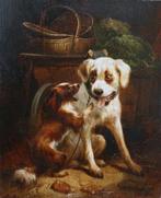 Henriette Ronner-Knip (1821-1909) - Playful dogs, Antiek en Kunst, Kunst | Schilderijen | Klassiek