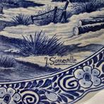 Deflts blauw bord wandbord boerderij landschap J. Sonneville, Antiek en Kunst, Antiek | Keramiek en Aardewerk, Verzenden