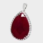 Hanger - 14 karaat Witgoud - 10.89ct. tw. Robijn - Diamant -