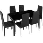 Eettafelset Brandenburg tafel en 6 stoelen - zwart/zwart, Huis en Inrichting, Nieuw, Verzenden