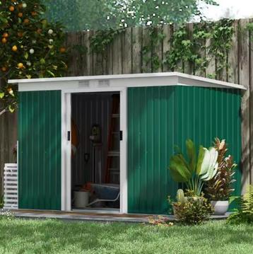 Metalen Tuin/Gereedschapsschuur met Grote Schuifdeur Groen beschikbaar voor biedingen