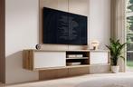 Meubella TV-Meubel Fortunato eiken wit 180 cm, Nieuw, 150 tot 200 cm, Overige materialen, 25 tot 50 cm