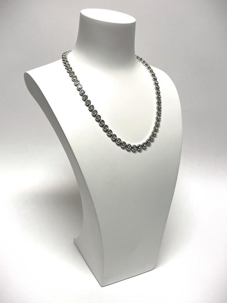 Witgouden Diamond Choker 6.0 ct Natuurlijke Diamant - 54.3 g, Sieraden, Tassen en Uiterlijk, Kettingen, Goud, Zo goed als nieuw