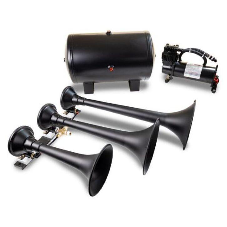 Kleinn Triple Black Horn Kit w/ 150 PSI Waterproof 5.0 gal, Auto diversen, Tuning en Styling, Ophalen of Verzenden