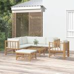 vidaXL 8-delige Loungeset met kussens bamboe crèmewit, Tuin en Terras, Tuinsets en Loungesets, Verzenden, Nieuw, Hout, Loungeset