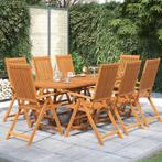 vidaXL 9-delige Tuinset massief acaciahout, Nieuw, 8 zitplaatsen, Tuinset, Verzenden