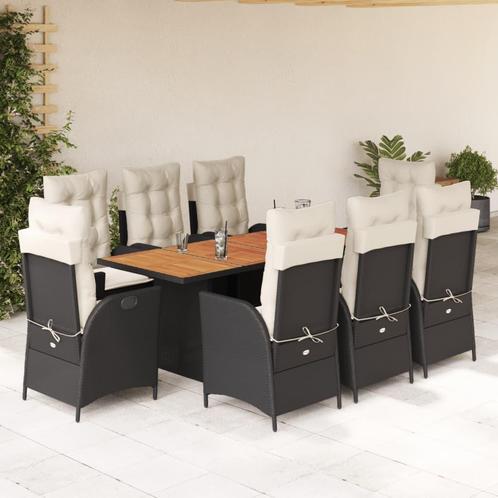 vidaXL 9-delige Tuinset poly rattan zwart, Tuin en Terras, Tuinsets en Loungesets, Tuinset, Nieuw, 8 zitplaatsen, Rotan, Verzenden