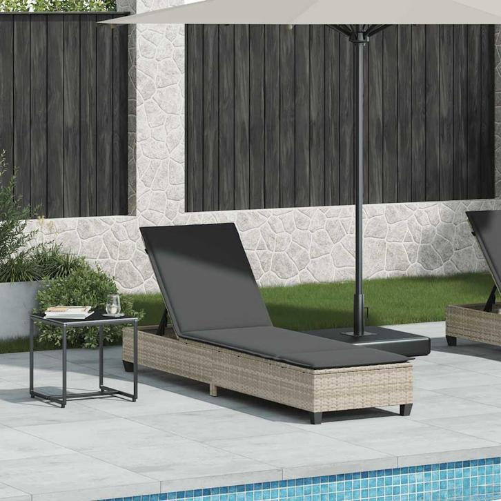 vidaXL Ligstoel met kussens lichtgrijs 55x200x25,5cm, Tuin en Terras, Ligbedden, Nieuw, Verzenden