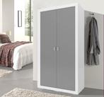 Kledingkast - 90x190x50 cm - wit/grijs - 5 schappen - 2 d..., Huis en Inrichting, Kasten | Kledingkasten, Ophalen of Verzenden