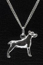 Zilveren Cane corso oren gecoupeerd ketting hanger - groot, Verzenden, Nieuw