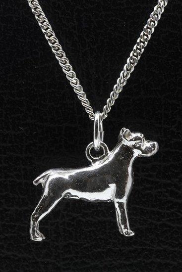 Zilveren Cane corso oren gecoupeerd ketting hanger - groot, Sieraden, Tassen en Uiterlijk, Kettinghangers, Verzenden