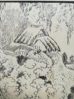 Original Woodblock Print . The Countryside landscape . 1836