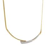 Bicolour gouden collier met hanger en diamant 14 krt, Met hanger, Verzenden, Wit, Zo goed als nieuw