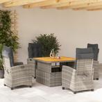 vidaXL 5-delige Tuinset met kussens poly rattan grijs, 4 zitplaatsen, Nieuw, Tuinset, Verzenden