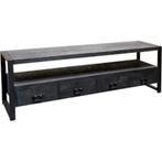Tv-meubel Mangohout Britt 180 Zwart, Verzenden, 150 tot 200 cm, Nieuw, Minder dan 100 cm