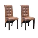 vidaXL Eetkamerstoelen 2 st kunstleer bruin, Huis en Inrichting, Stoelen, Verzenden, Nieuw, Bruin