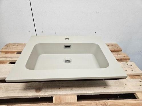 Wastafel 61 x 46,5 cm composiet taupe 1 kraangat, Doe-het-zelf en Verbouw, Sanitair, Kraan, Nieuw, Ophalen of Verzenden