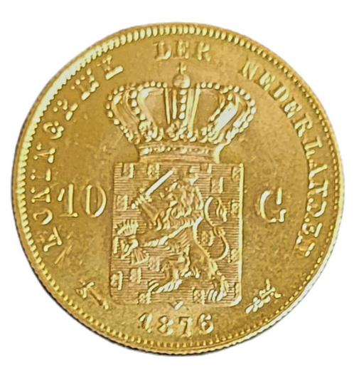 Gouden 10 gulden Willem III 1876, Postzegels en Munten, Munten | Nederland, Losse munt, 10 gulden, Koning Willem III, Goud, Verzenden