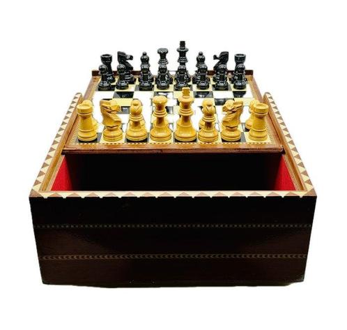 Schaakspel - Caja de Taracea - Hout, Antiek en Kunst, Curiosa en Brocante