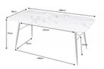 Eettafel Paris 180cm Glas Marmerlook Wit - 40845