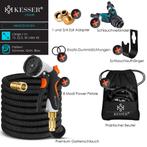 Flexibele Tuinslang - Inc. sproeikop - 45 meter - Zwart, Verzenden, Zo goed als nieuw