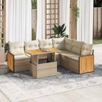 vidaXL 7-delige Loungeset met kussens poly rattan acacia, Verzenden, Nieuw, Rotan, Loungeset