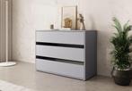 Meubella | Ladekast grijs 99x40x71 cm - 3 lades | Modern, Huis en Inrichting, Kasten | Ladekasten, Verzenden, Nieuw, 50 tot 100 cm