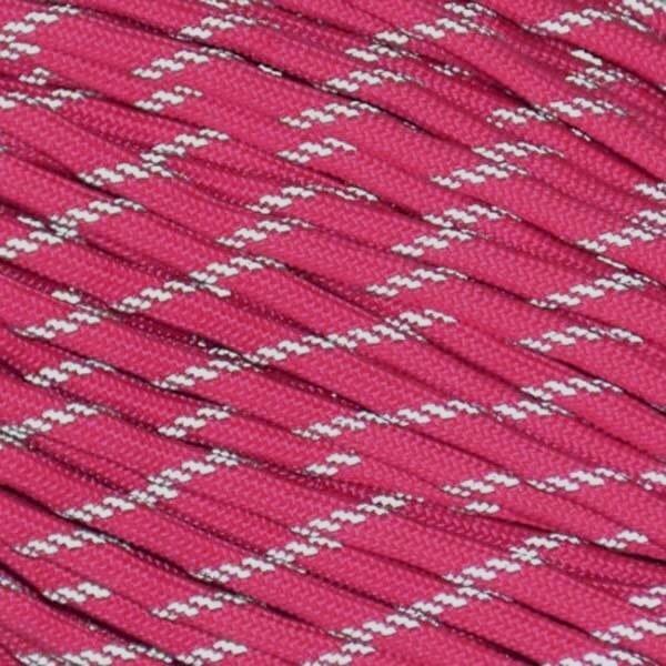 Rol 100 meter - Tracers Roze Paracord 550 - #24, Hobby en Vrije tijd, Kralen en Sieraden maken, Draad, Nieuw, Ophalen of Verzenden