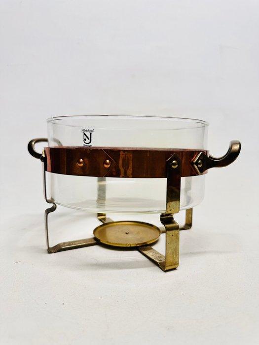 Nilshjohan - Kom - Mid-Century Glass and Brass Serving Dish, Antiek en Kunst, Antiek | Meubels | Stoelen en Banken