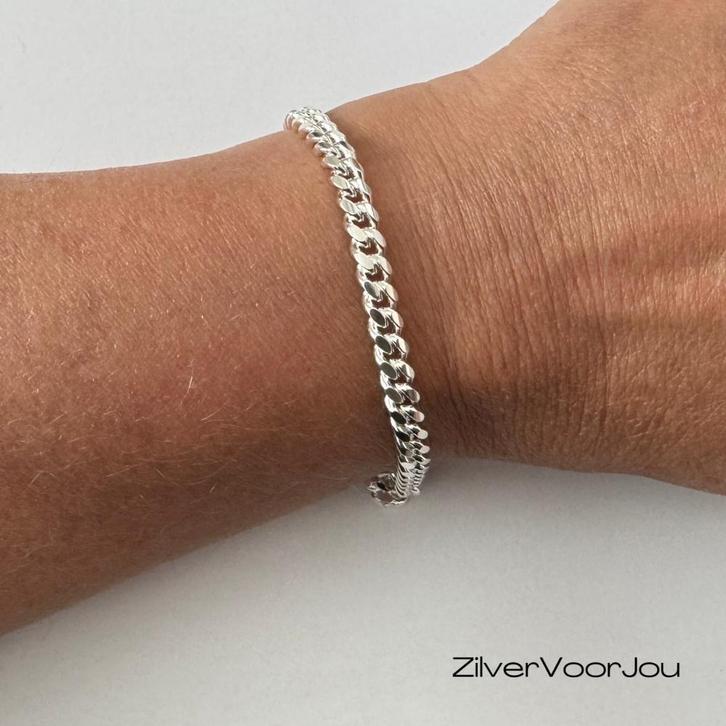 Zilveren ronde gourmet schakel armband 20 cm, Sieraden, Tassen en Uiterlijk, Armbanden, Nieuw, Verzenden