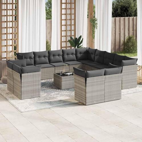 vidaXL 14-delige Loungeset met kussens poly rattan, Tuin en Terras, Tuinsets en Loungesets, Loungeset, Nieuw, Rotan, Verzenden